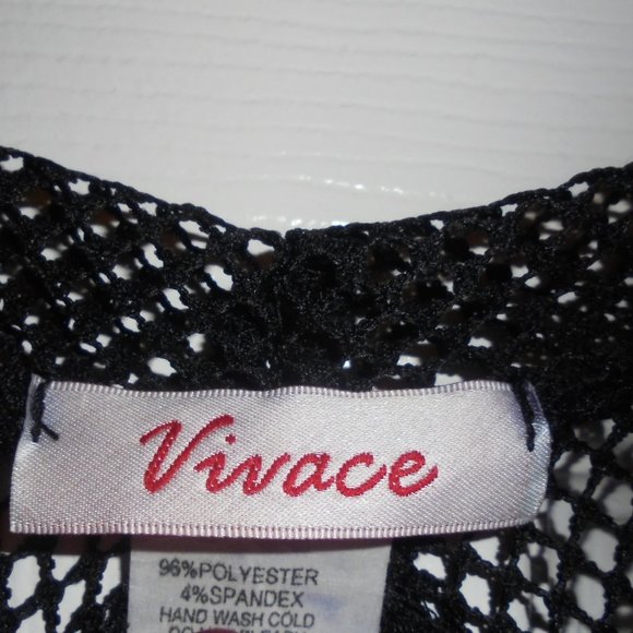 Top Cropped Black Mesh Embroidered see-through net short blouse shirt Retro - Picture 7 of 8